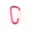 Pinkish purple D-shape aluminum carabiner keychain with silver spring gate closure - Purple
