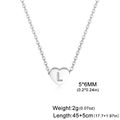 Polished silver heart pendant necklace with engraved letter L on 45cm chain - L