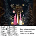 Pegatina estática para ventana de árbol de Navidad rosa y dorado con copos de nieve - Tamaño Pequeño【40*50CM】