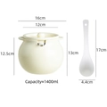Barattolo in ceramica crema 1400ml con coperchio, cucchiaio e indicazioni misure - Grande Bianco Crema 1400ml