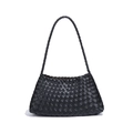 Klassische schwarze geflochtene Ledertasche mit hochwertiger Intrecciato-Handwerkskunst - Schwarz