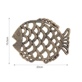 Dessous de plat en fonte bronze en forme de poisson ajouré, taille 15,5x20 cm - Dessous de Poisson Dessin Animé - Bronze Antique