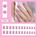 Set de 24 uñas postizas cuadradas en color lavanda brillante con un acabado lila - CF021 Uñas Cuadradas Morado Taro (Estilo Pegamento)