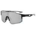 Sport cycling sunglasses with silver mirrored lenses and black-grey frame - Large Frame Sports Style (3259) / Black Frame Silver Mirror