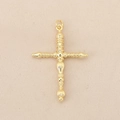 Detailed macro view of a 18K gold-plated beaded cross pendant for DIY jewelry making - Double Dangle Disc / 3.6*2.4cm / Gold