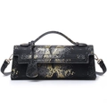 Elegante borsa baguette con stampa serpente nero e oro e tracolla rimovibile - Motivo Serpente Nero