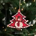 Wooden snowman Christmas tree ornament in red finish with dimensions 16x11cm - Wooden Christmas Tree Style D