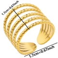 Detail van een verstelbare meerlaagse gouden 304 stalen ring met een diameter van 1,7 cm - Goud