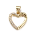 Elegant 18K gold plated heart pendant featuring a sparkling crystal pave side detail - Half Zircon Heart Pendant