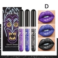 Three-piece Halloween glitter matte lip gloss set featuring purple, blue, and black shades - Set D-Dark Tones