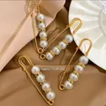 Spilla a balia dorata con perle bianche e cristalli, set da 4 pezzi, lunghezza 7,5 cm - Stile Perla Bianca (A20-4)