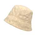 Cappello da pescatore beige a righe verticali con bordi sfrangiati retrò - M(56-58cm) / Bianco Sporco