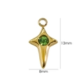 Pendentif étoile doré minimaliste avec cristal vert, 13mm x 8mm, bijoux en acier inoxydable - Zirconium Vert Fruit