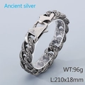 Bracciale da uomo vintage in acciaio inossidabile argento antico con trama totem - Argento Antico