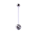 Flexibler Bauchnabelpiercing aus Acryl mit silberner Metallperle und klarem Zirkon - Weißer Zirkonia