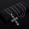 Gothic silver cross pendant necklace with box chain on elegant black gift box display - Xl0319* Chain Length 60cm