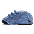 Donkerblauwe denim krantenjongenspet met traditionele knopen en een retro wassing - Blauw