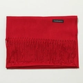 Folded red cashmere imitation scarf with fringe details and woven material label - 70cm / Wine Red