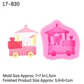 Pink silicone rabbit train mold for chocolate and fondant cake decoration, 7x7.5cm size - 2# Rabbit in Train / Pink