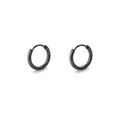 Pair of minimalist matte black stainless steel hoop earrings for a trendy look - 1.6*8mm / Black