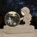 3D laser engraved crystal ball night light featuring glowing octopus and astronaut - Sphere / Octopus (Natural Light)