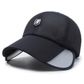 Gorra de béisbol de malla azul oscuro con viseras laterales y logo de escudo - Azul marino / Ajustable