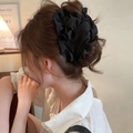 Détail d'une grande pince à cheveux à volants noirs avec couches de tissu pour un style élégant - Style à Volants 3D Noir (7#)
