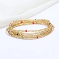 Close-up of double-layer golden glass seed bead waist chain for beach bikini jewelry - 80cm / Golden/Red Black Pink Accents