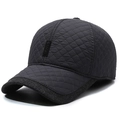 Dunkelgraue gesteppte Winter-Baseballkappe für Herren mit Ohrenschützern und SPORT-Patch - Verstellbar / Grau