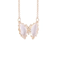 Chic golden O-chain necklace featuring a clear faceted crystal butterfly pendant for women - White (4#)