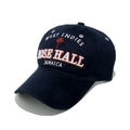 Detailed view of West Indies embroidery and red palm tree on a navy baseball cap - M (56-58cm) / Navy Blue