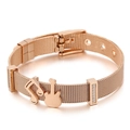 Rose gold mesh watch band bracelet with musical note and guitar charms for women - Music Note Style (KB117084-KFC)