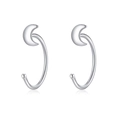 Minimalist S925 sterling silver moon stud earrings in polished silver finish for women - Moon Pendant Hoop Earrings