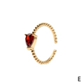 Beaded gold ring featuring a pear-shaped red zircon with an adjustable open band design - Garnet Red Pear / Adjustable Open