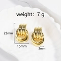 Detail of gold layered knot earrings showing 23mm height and 15mm width dimensions - Small / Gold