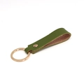 Green leather keychain accessory with gold metal ring and rivet for business bags - Green & Gold (Single)