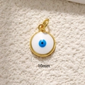 Macro shot of 10mm gold plated evil eye charm with blue enamel on textured stone - A0274 Gold White Eye 10mm