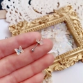 Exquisite aurora butterfly titanium steel stud earrings with colorful laser effect and screw back - Screw Ball Stud Single / Iridescent Transparent Butterfly
