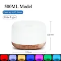 500ml ultrasonic aroma diffuser with wood grain base and seven colorful LED light modes - Light Wood Color LED - Standard