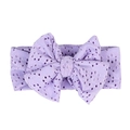 Infant light purple hollow lace headband featuring a large classic knotted bow detail - Purple