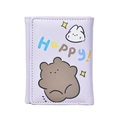 Portefeuille mignon en cuir PU violet clair avec ours et lapin de dessin animé - Violet