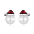 S925 sterling silver Christmas hat pearl stud earrings for women holiday jewelry gift - 925 Silver / Christmas Hat Style (BSE1094)