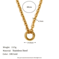 18K gold plated stainless steel O-chain necklace with large 14.8mm spring clasp - Large O-Chain Spring Clasp DIY Necklace-Gold