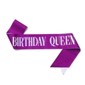 Purple glitter sash with holographic Birthday Queen text for girl birthday parties - Holographic Purple Birthday Queen