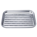 Rectangular stainless steel BBQ grill pan with perforated drainage holes for outdoor camping - BBQ Grill Pan