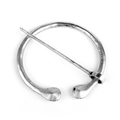 Vintage Viking round brooch in antique silver finish with metal pin for coats and shawls - D-339 Antique Silver