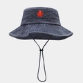 Cappello da sole grigio scuro con ricamo foglia d'acero e cinturino regolabile - Blu navy