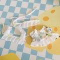 Dreiteiliges Puppen-Kleidungsset mit weißem Rüschenoberteil und grünem Schleifenrock für Puppen - Passend für 17cm Puppe / Blaues Hasenohr-Dienstmädchenkleid (3-teiliges Set) / Blau