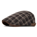Klassieke geruite newsboy pet in bruin tartan met verstelbare suède achterband - Verstelbaar / Grijs