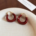 Orecchini a fragola in smalto rosso su vassoio di ceramica con dettagli dorati - 3# Fibbia per orecchio - Oro - Rosso - Placcato oro vero